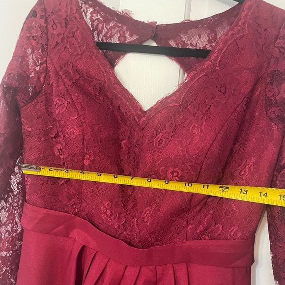 Maroon Chic  High Low Lace Dress - Picture 11 of 15